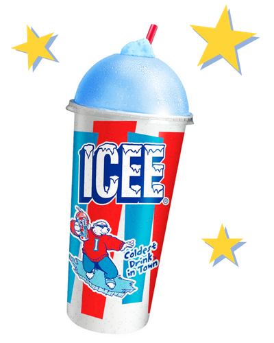 Blue ICEE with three yellow stars